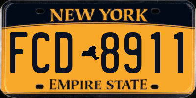 NY license plate FCD8911