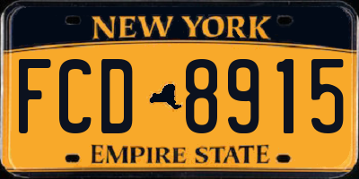 NY license plate FCD8915