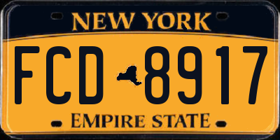 NY license plate FCD8917