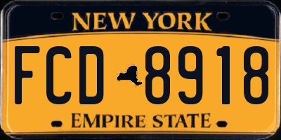 NY license plate FCD8918