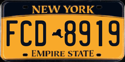 NY license plate FCD8919