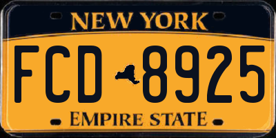 NY license plate FCD8925