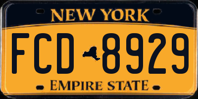 NY license plate FCD8929