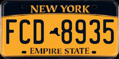 NY license plate FCD8935