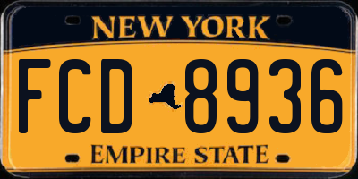 NY license plate FCD8936