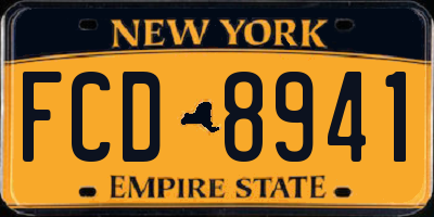 NY license plate FCD8941
