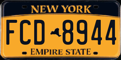 NY license plate FCD8944