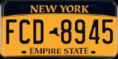 NY license plate FCD8945