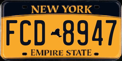 NY license plate FCD8947