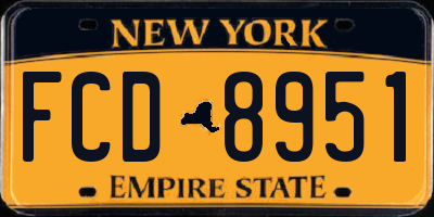 NY license plate FCD8951