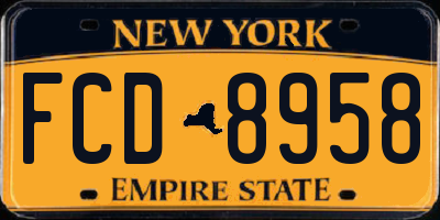 NY license plate FCD8958