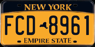 NY license plate FCD8961