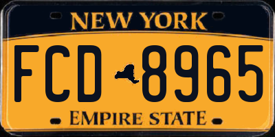 NY license plate FCD8965