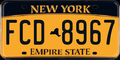 NY license plate FCD8967
