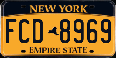 NY license plate FCD8969