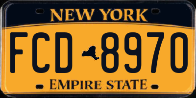 NY license plate FCD8970