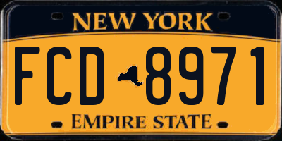 NY license plate FCD8971