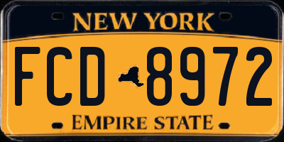 NY license plate FCD8972