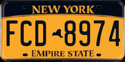 NY license plate FCD8974