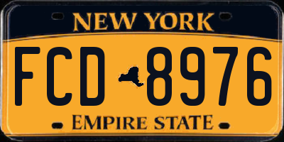 NY license plate FCD8976