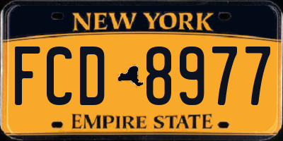 NY license plate FCD8977