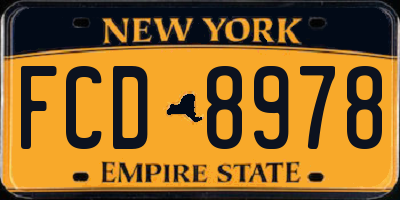 NY license plate FCD8978