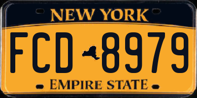 NY license plate FCD8979