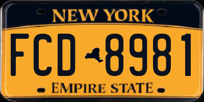 NY license plate FCD8981