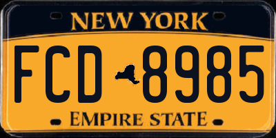 NY license plate FCD8985