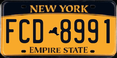 NY license plate FCD8991