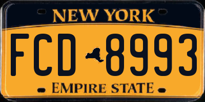 NY license plate FCD8993
