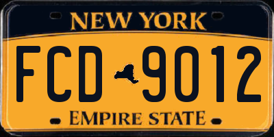 NY license plate FCD9012