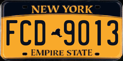 NY license plate FCD9013