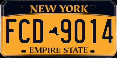 NY license plate FCD9014