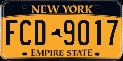NY license plate FCD9017