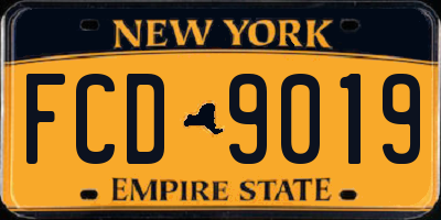 NY license plate FCD9019
