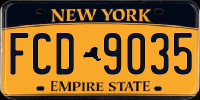 NY license plate FCD9035