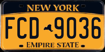 NY license plate FCD9036