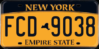 NY license plate FCD9038