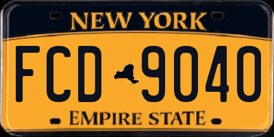 NY license plate FCD9040