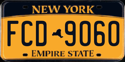 NY license plate FCD9060