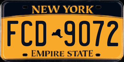 NY license plate FCD9072