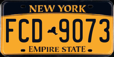 NY license plate FCD9073