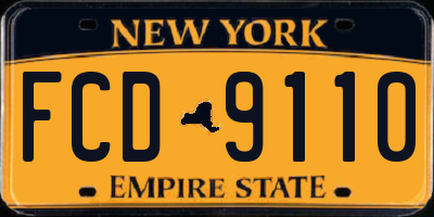 NY license plate FCD9110
