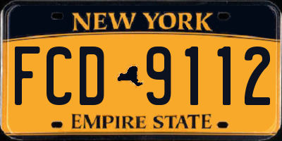 NY license plate FCD9112