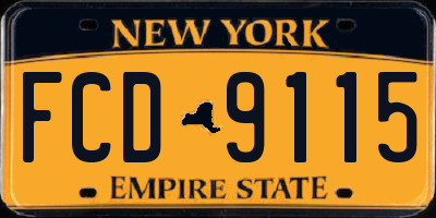 NY license plate FCD9115