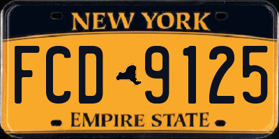 NY license plate FCD9125