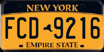 NY license plate FCD9216