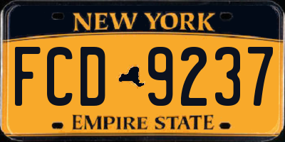 NY license plate FCD9237