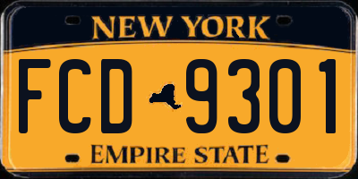 NY license plate FCD9301